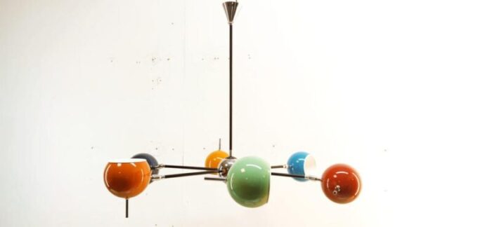 space age chandelier with adjustable spheres 1970s 3425