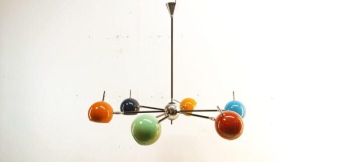 space age chandelier with adjustable spheres 1970s 5061