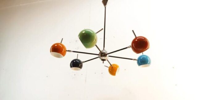 space age chandelier with adjustable spheres 1970s 8680