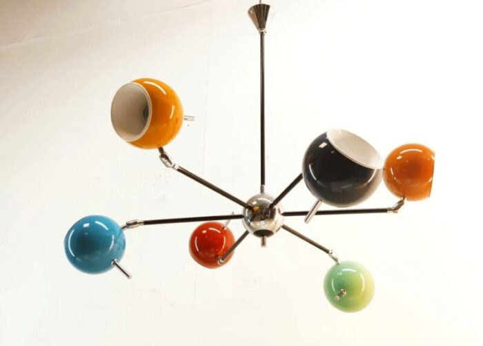 space age chandelier with adjustable spheres 1970s 9476