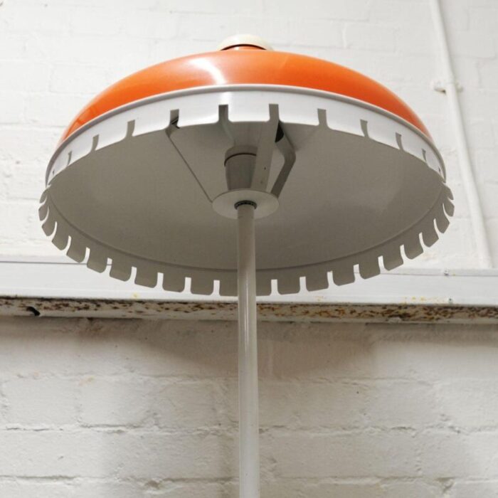 space age orange and white metal floor lamp attributed to meyer germany 1960s 0922