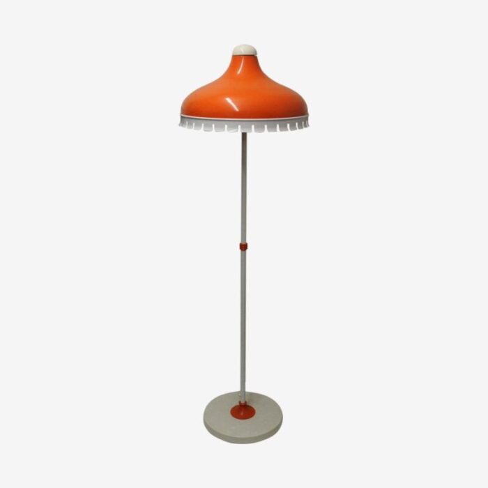 space age orange and white metal floor lamp attributed to meyer germany 1960s 5030