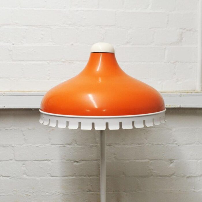 space age orange and white metal floor lamp attributed to meyer germany 1960s 5320