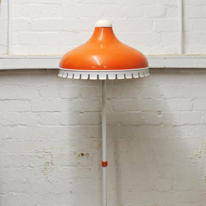 space age orange and white metal floor lamp attributed to meyer germany 1960s 9433