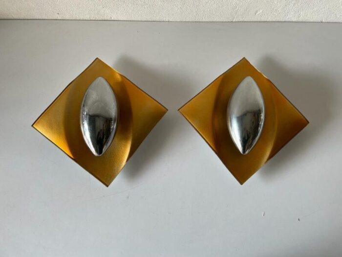 space age orange glass sconces germany 1970s 1