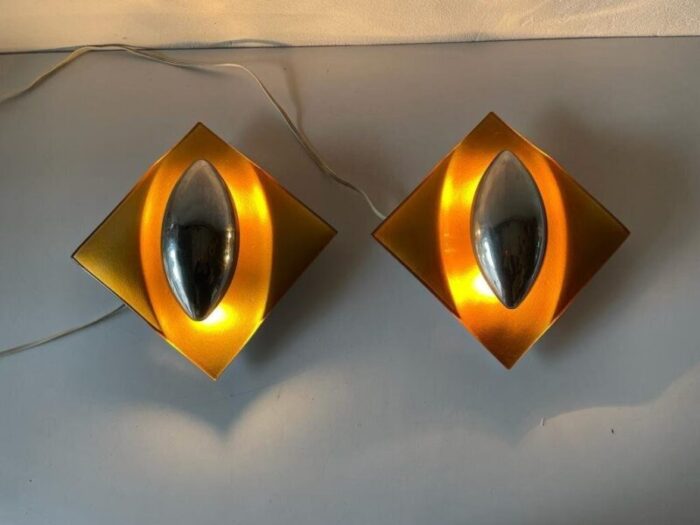 space age orange glass sconces germany 1970s 2