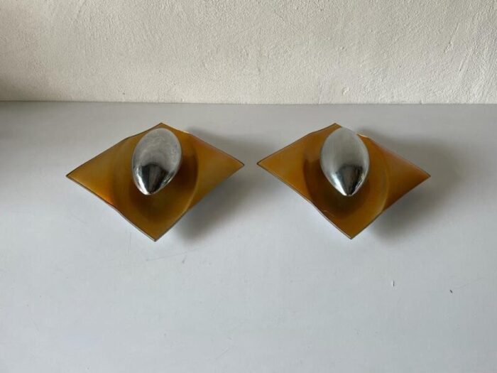 space age orange glass sconces germany 1970s 3