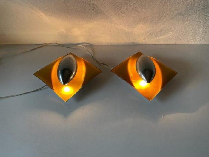 space age orange glass sconces germany 1970s 4