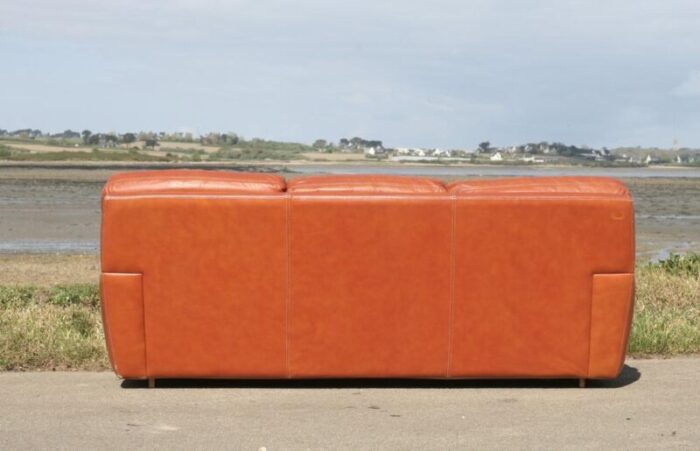 space age sofa in tan leather 1970 0945