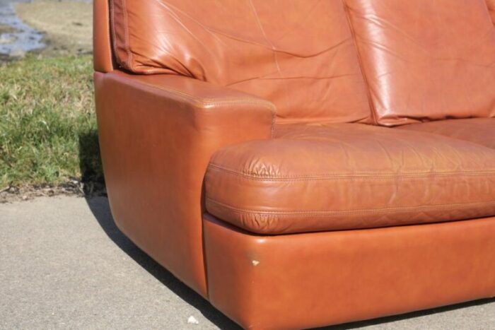 space age sofa in tan leather 1970 2449