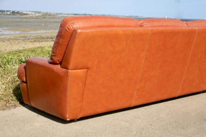 space age sofa in tan leather 1970 4281