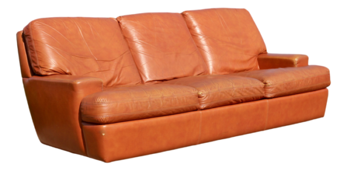 space age sofa in tan leather 1970 8072