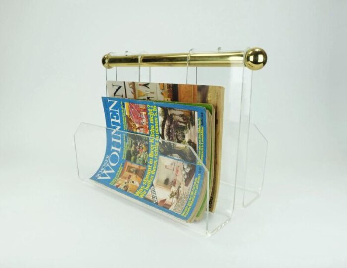 space age transparent acrylic magazine rack 1980s 1401