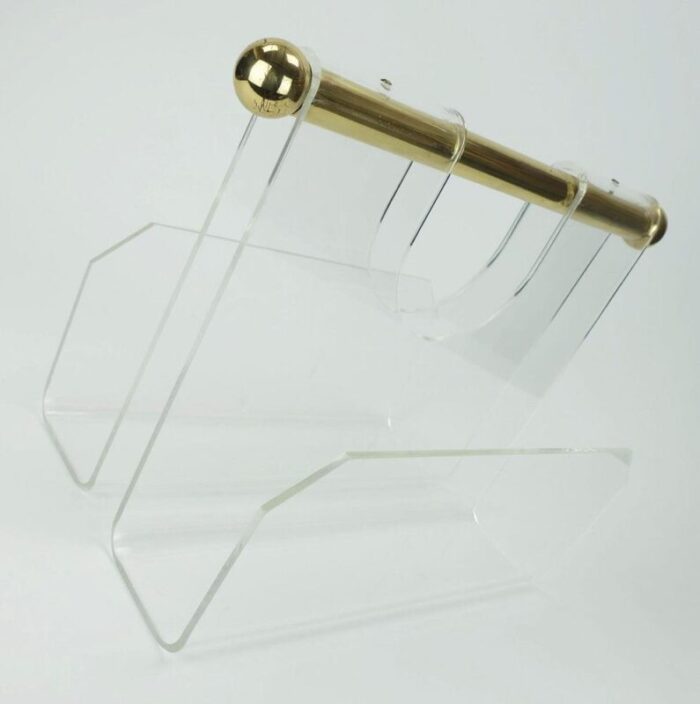 space age transparent acrylic magazine rack 1980s 5446