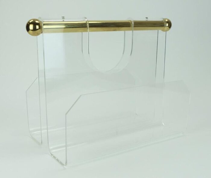 space age transparent acrylic magazine rack 1980s 6345