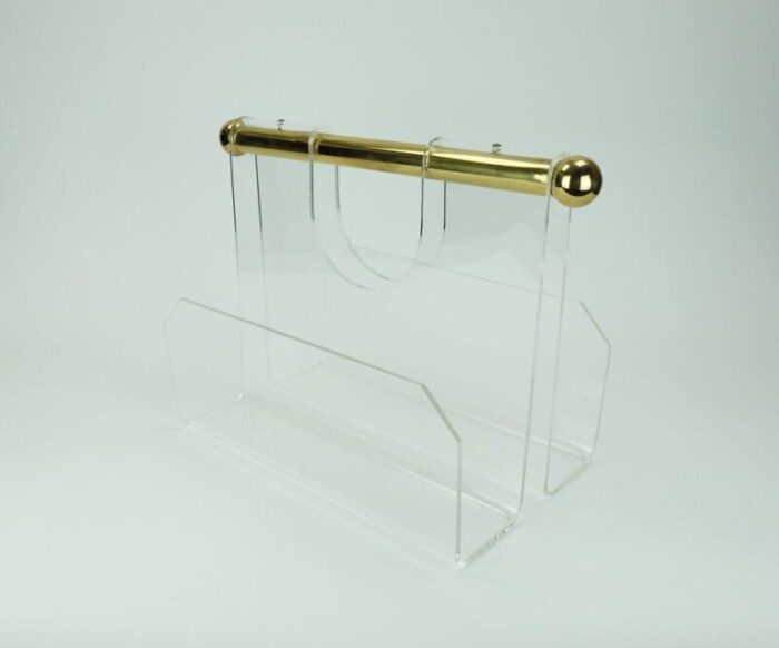 space age transparent acrylic magazine rack 1980s 7659