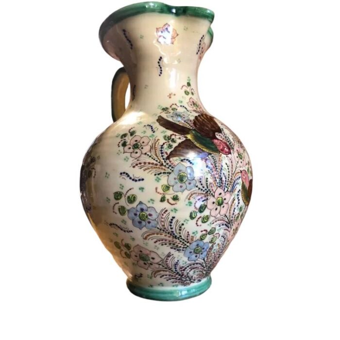 spanish jar with hand painting decoration with birds and flowers by puente del arzobispo 0175