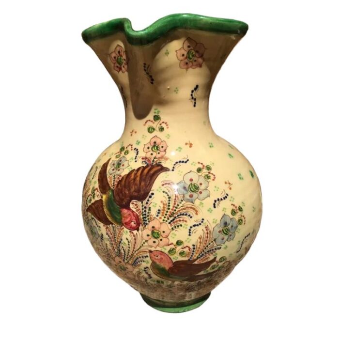 spanish jar with hand painting decoration with birds and flowers by puente del arzobispo 3804