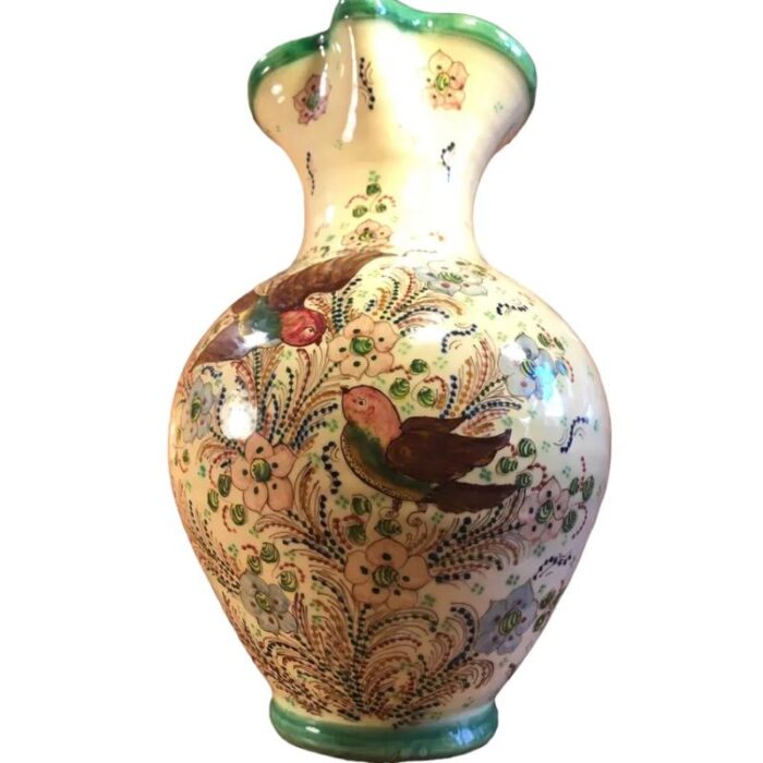 spanish jar with hand painting decoration with birds and flowers by puente del arzobispo 5519