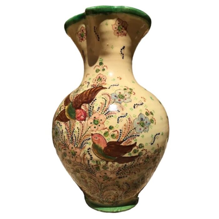 spanish jar with hand painting decoration with birds and flowers by puente del arzobispo 7805