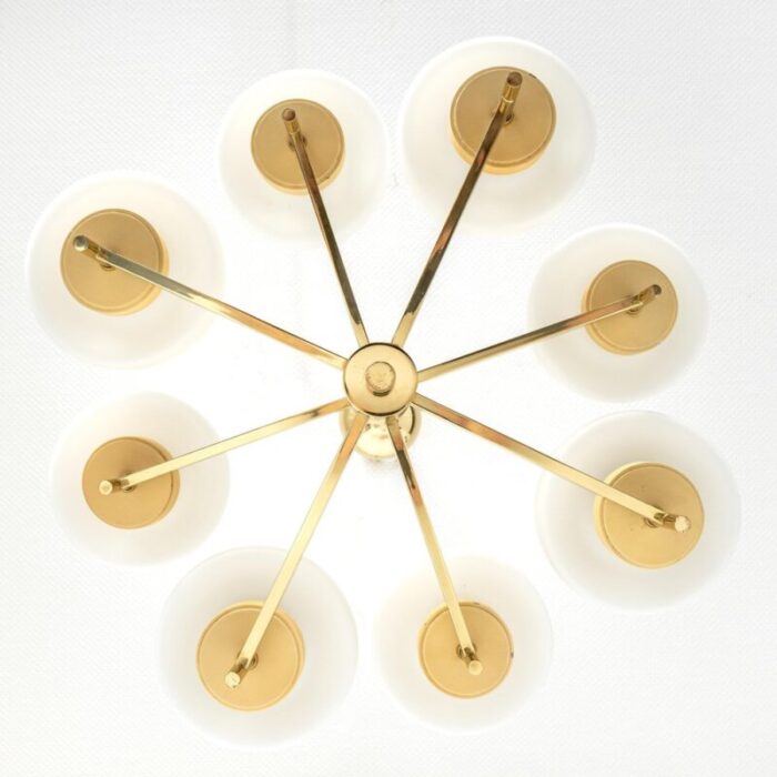 sputnik chandelier with opal glasses from kaiser germany 1970s 10