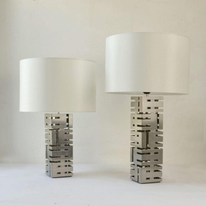 square stainless steel table lamps by laurel company set of 2 14