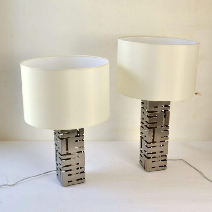 square stainless steel table lamps by laurel company set of 2 15