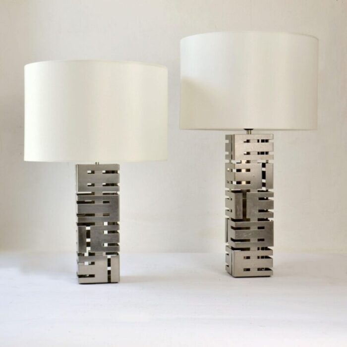 square stainless steel table lamps by laurel company set of 2 17