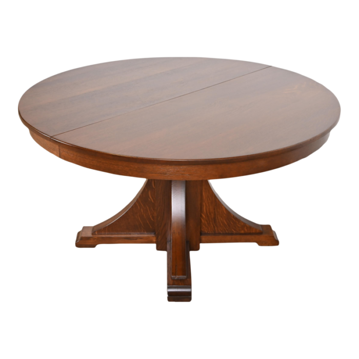 stickley brothers antique mission oak arts and crafts pedestal extension dining table newly restored 4297