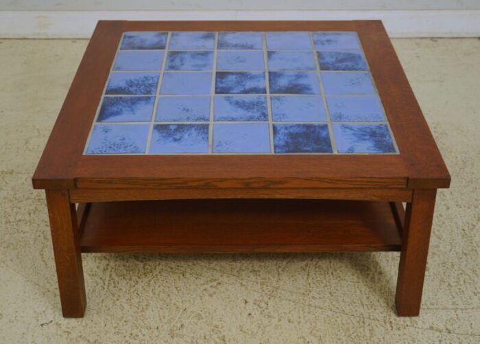 stickley mission oak arts and crafts tile top coffee table 8018