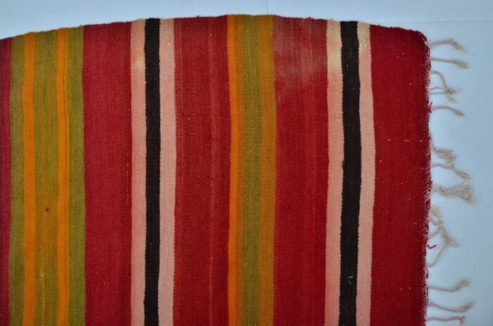 striped handmade wool rug 1960s 4660