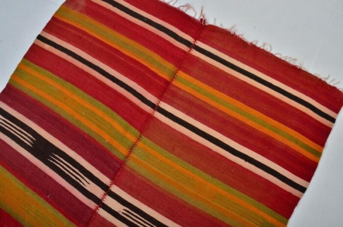 striped handmade wool rug 1960s 5708