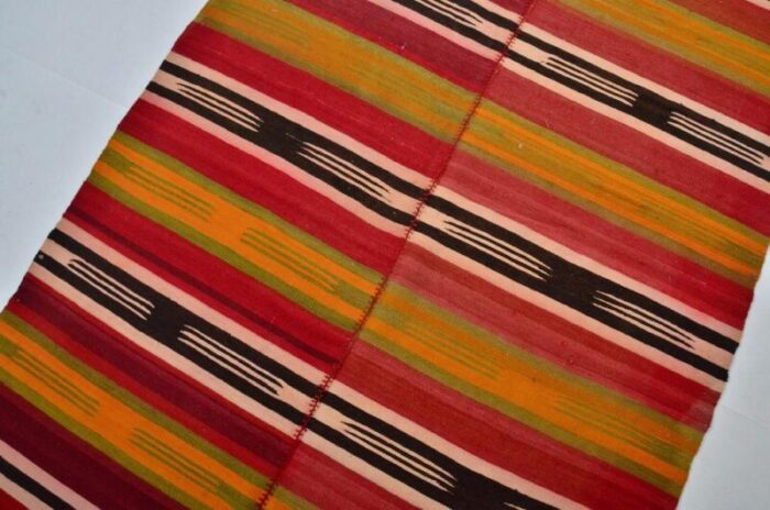 striped handmade wool rug 1960s 7989