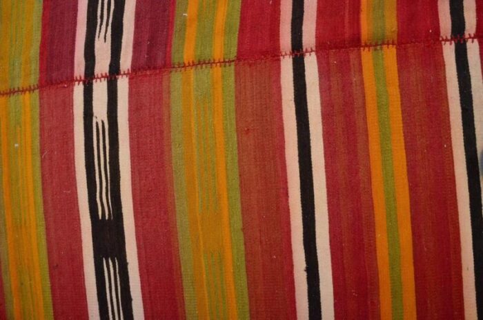 striped handmade wool rug 1960s 9422