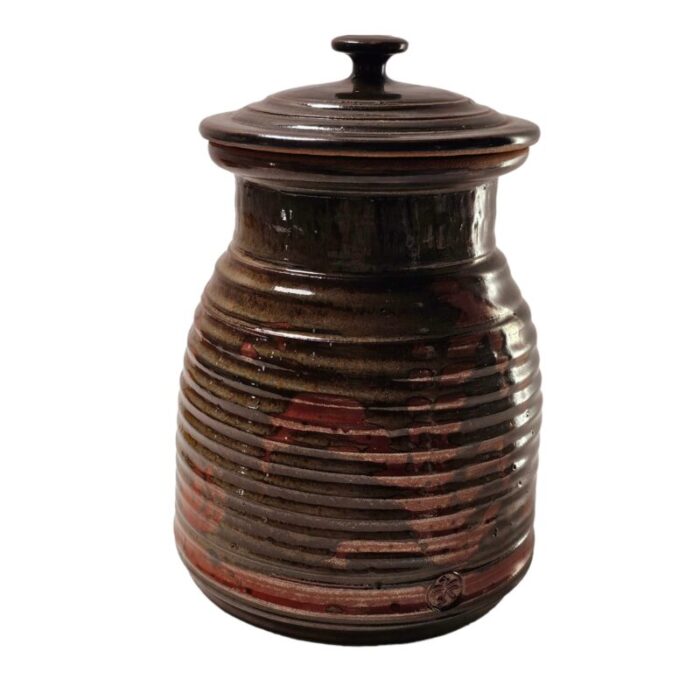 studio art pottery lidded jar cookie jar signed 1175 4293