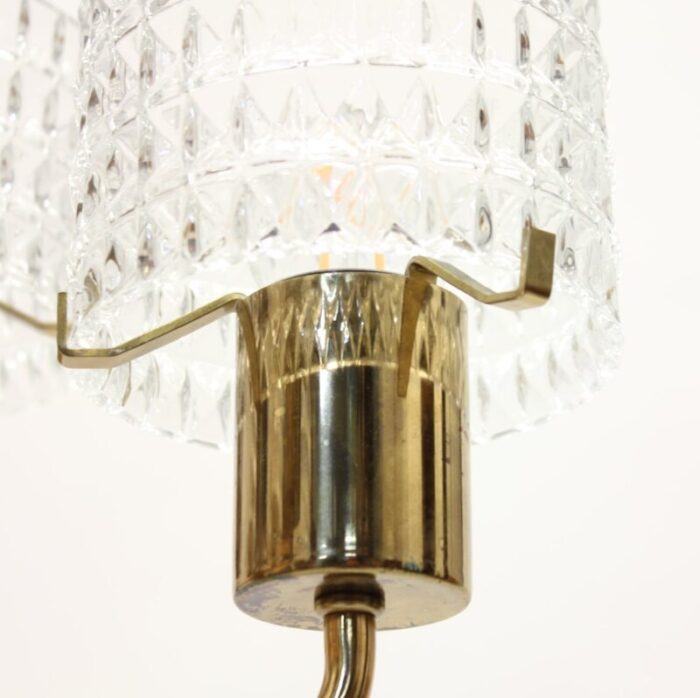 swedish brass chandelier with glass shades 1960s 9