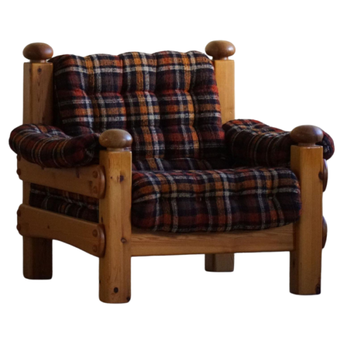 swedish modern armchair in pine 1970s 5237