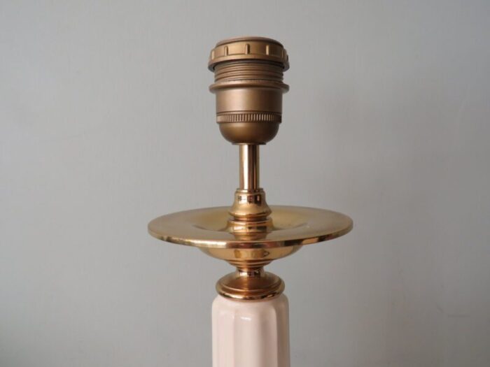 table lamp in ceramic and brass belgium 1970s 4