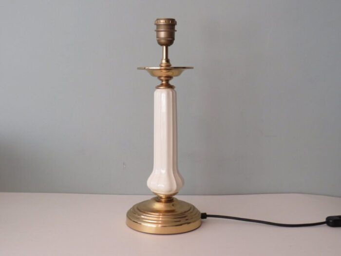 table lamp in ceramic and brass belgium 1970s 6