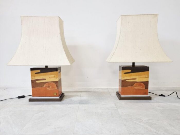 table lamps by jean claude mahey 1970s set of 2 3