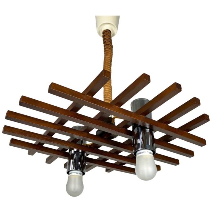 teak ceiling light from esperia italy 1960s 1