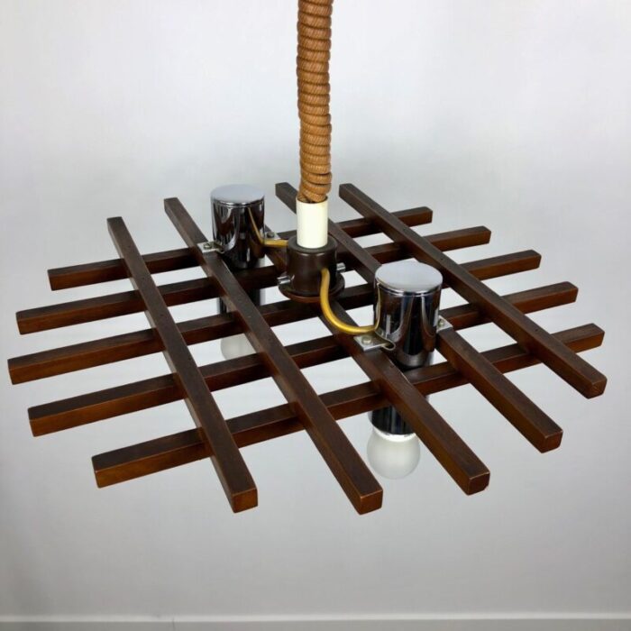 teak ceiling light from esperia italy 1960s 2