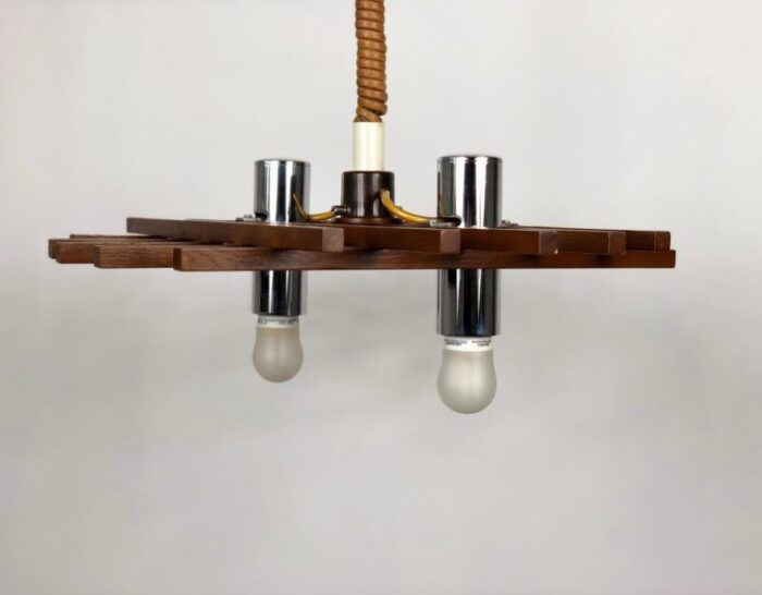 teak ceiling light from esperia italy 1960s 5