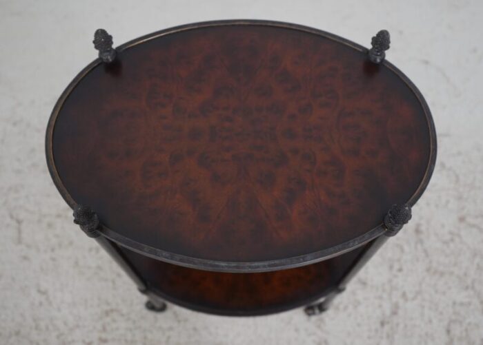 theodore alexander regency style oval burl walnut occasional table 0741