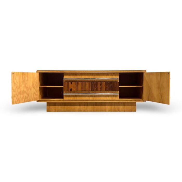 tobago furniture brutalist mid century modern oak and rosewood lowboy dresser c 1970s 6465