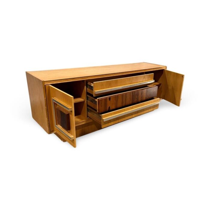 tobago furniture brutalist mid century modern oak and rosewood lowboy dresser c 1970s 6495