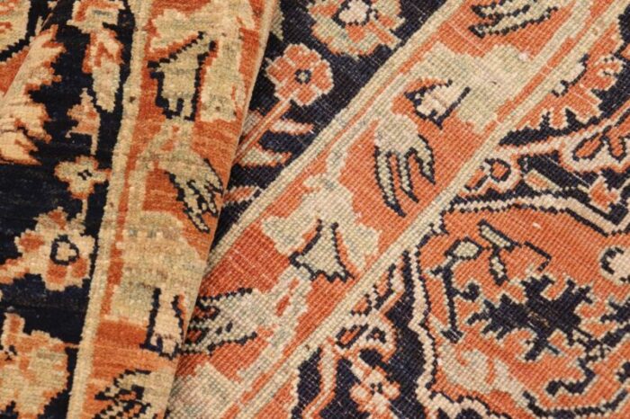 tribal heriz ziegler rust blue hand knotted rug 83 x 100 6774