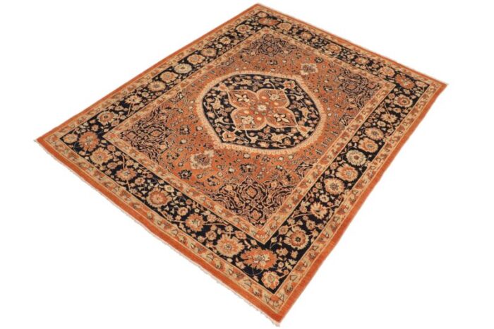 tribal heriz ziegler rust blue hand knotted rug 83 x 100 7782