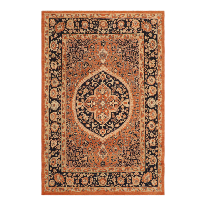 tribal heriz ziegler rust blue hand knotted rug 83 x 100 9178