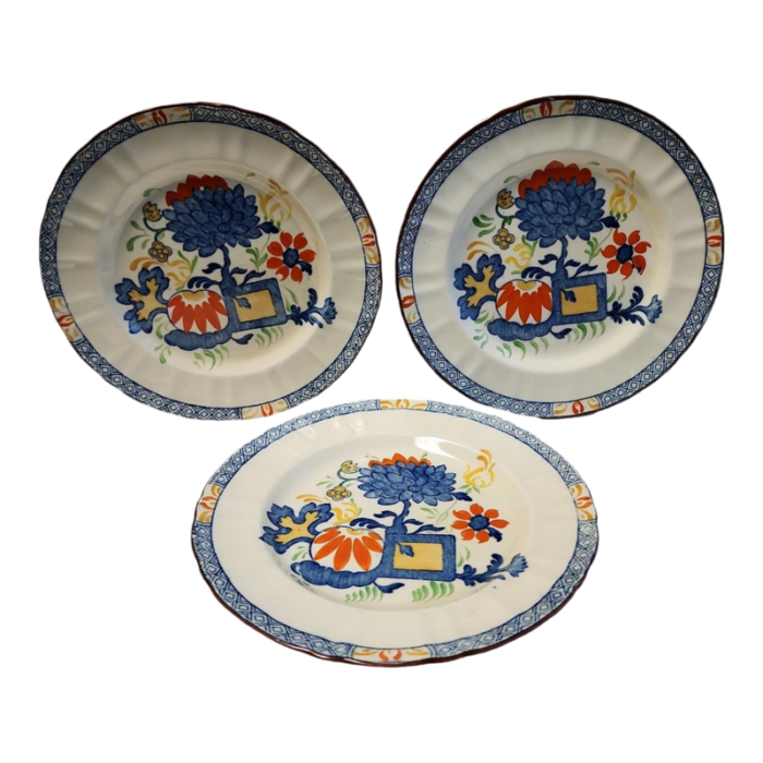 trio of early masons jardiniere pattern plates circa 1894 6485